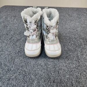 Totes Toddler Girls Bambawhite Unicorn Glitter Snow Boots White Silver Size 7T